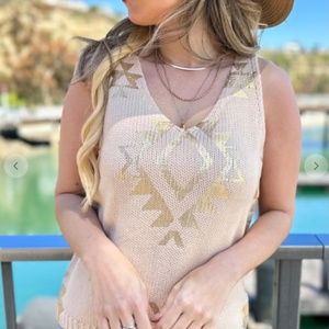 Gold and tan sleeveless top